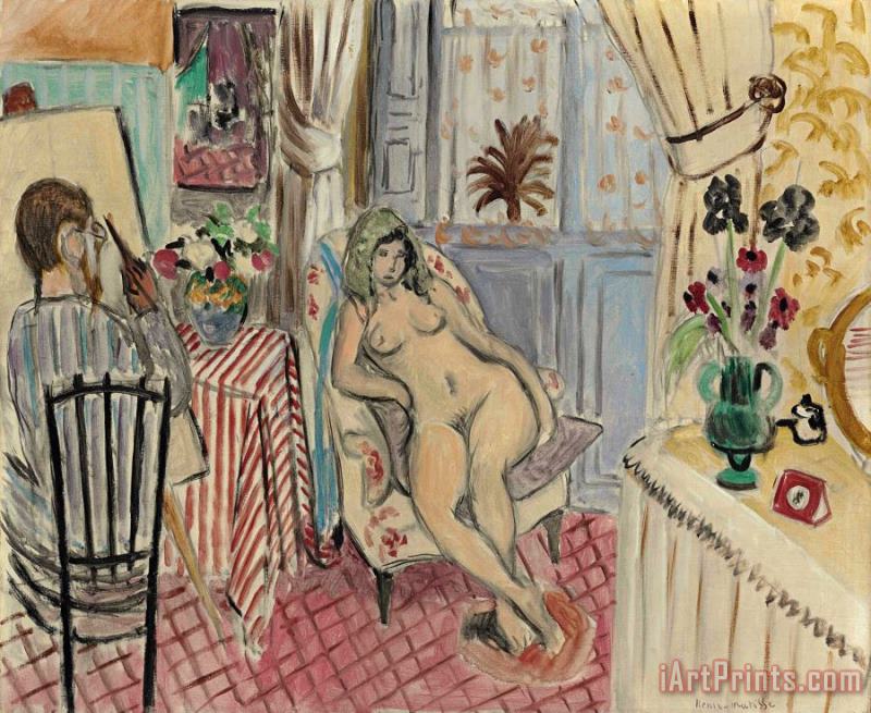 L'artiste Et Le Modele Nu painting - Henri Matisse L'artiste Et Le Modele Nu Art Print