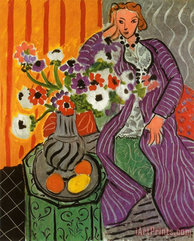 Henri Matisse Purple Robe And Anemones 1937 Art Painting