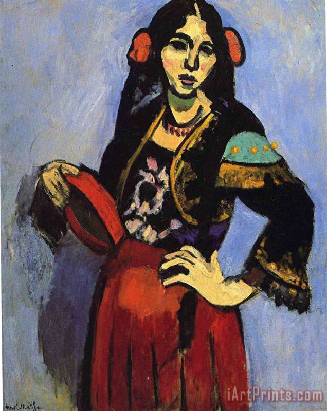 Spanish Woman with a Tamborine 1909 painting - Henri Matisse Spanish Woman with a Tamborine 1909 Art Print