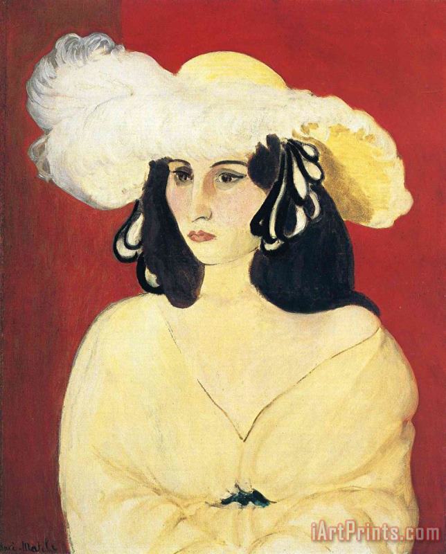 The White Feather 1919 painting - Henri Matisse The White Feather 1919 Art Print