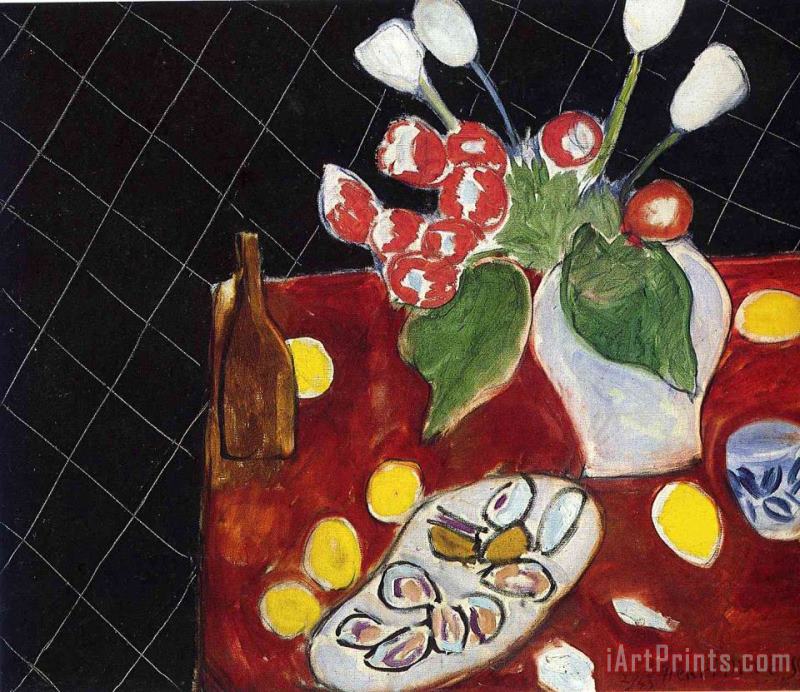 Henri Matisse Tulips And Oysters on a Black Background 1943 Art Print