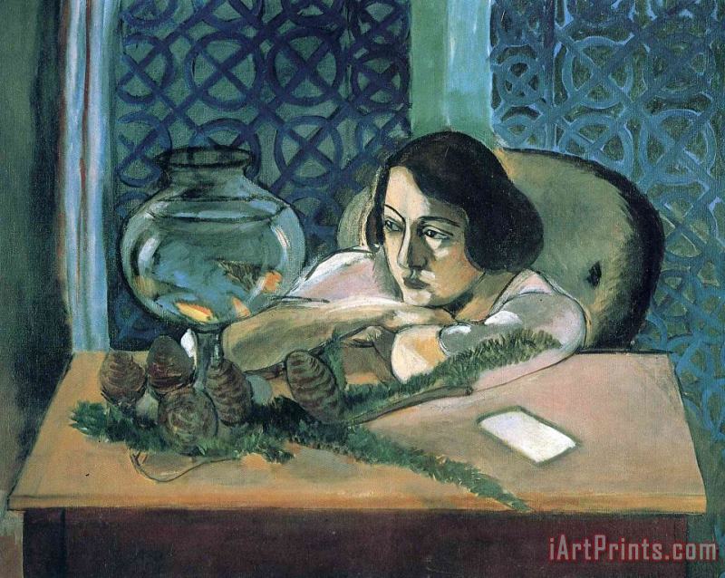 Woman Before a Fish Bowl 1922 painting - Henri Matisse Woman Before a Fish Bowl 1922 Art Print