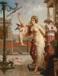 Henri Pierre Picou Weighing Cupid painting
