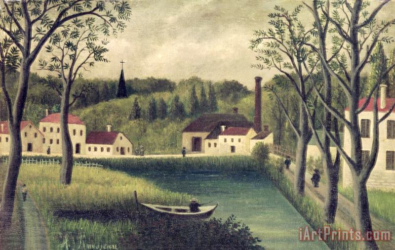 Landscape with a Fisherman painting - Henri Rousseau Landscape with a Fisherman Art Print