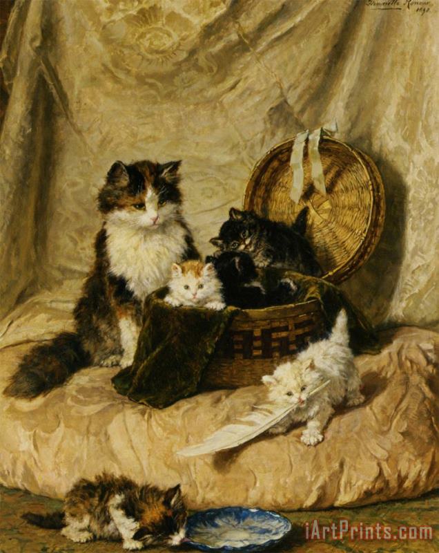Kittens at Play painting - Henriette Ronner-Knip Kittens at Play Art Print