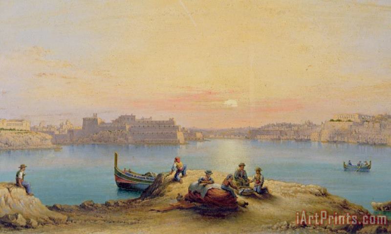 Valetta Harbour at Sunset painting - Henry Charles Ferro Valetta Harbour at Sunset Art Print