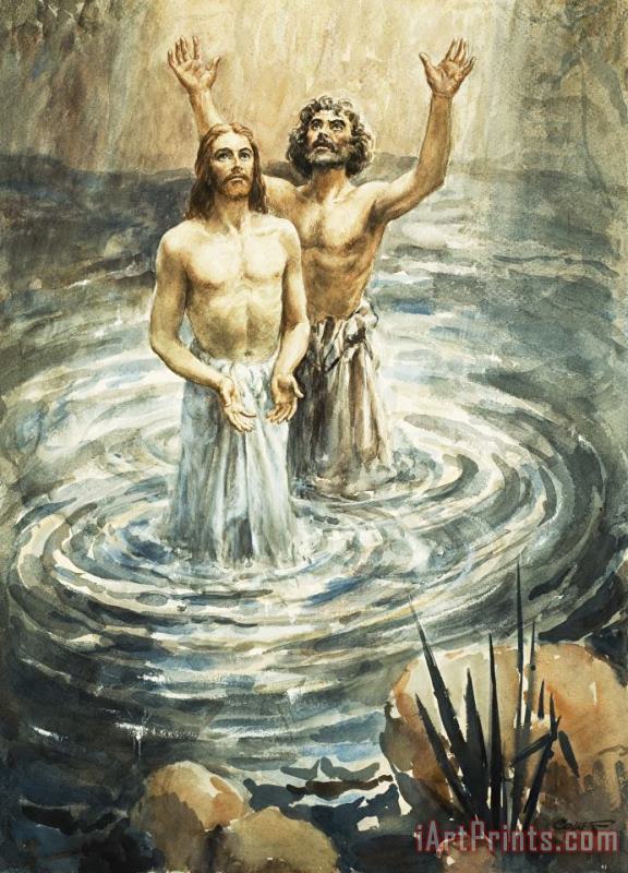 Henry Coller Christ being baptised Art Print