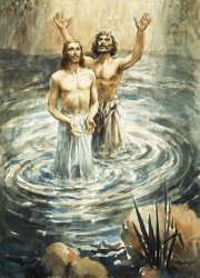 Henry Coller Christ being baptised painting