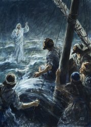 Henry Coller Christ walking on the sea of Galilee painting