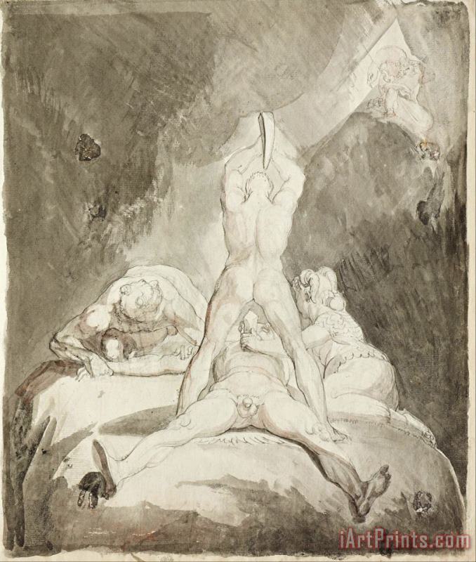 Henry Fuseli Hephaestus, Bia And Crato Securing Prometheus on Mount Caucasus Art Painting