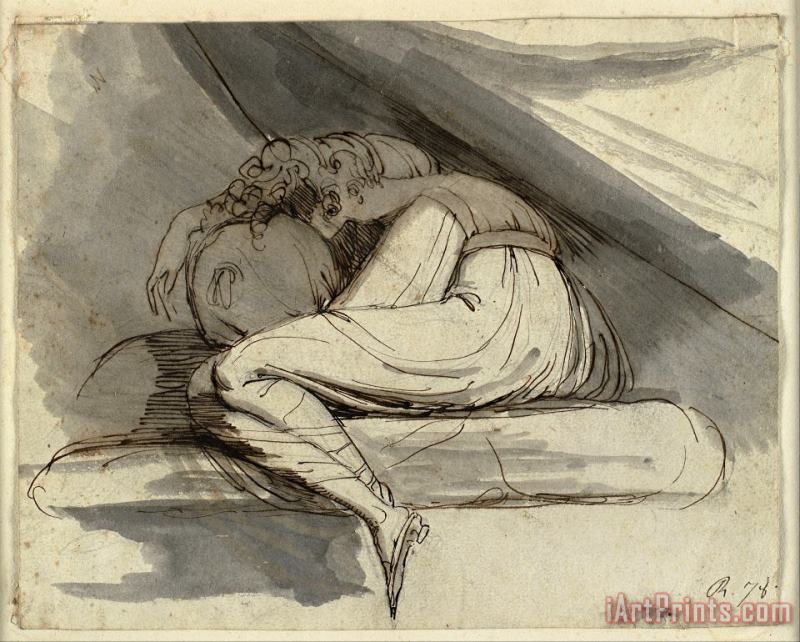 Woman Sitting, Curled Up painting - Henry Fuseli Woman Sitting, Curled Up Art Print