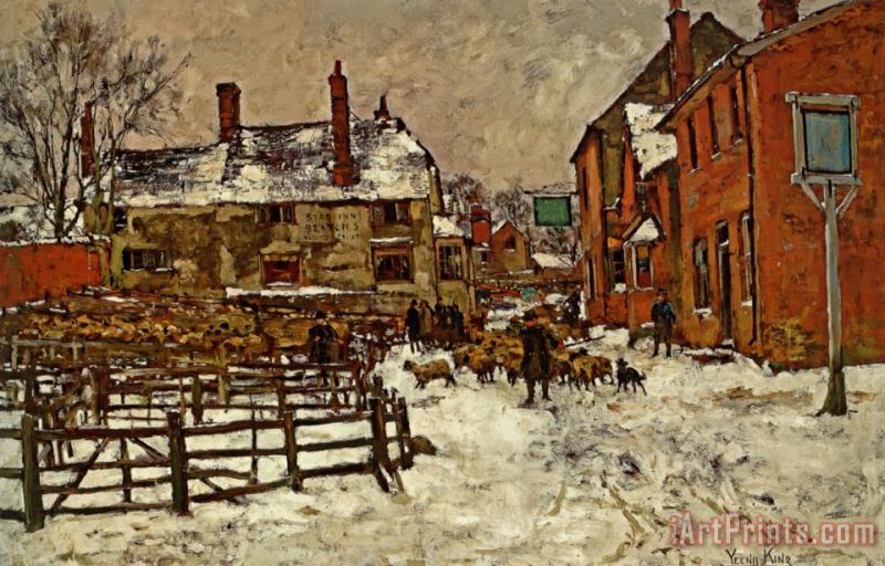 Henry John Yeend King A Village in The Snow Art Painting
