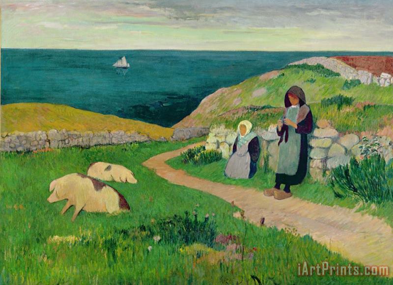 Henry Moret IMA229004Young Breton Girls in the Field Art Print