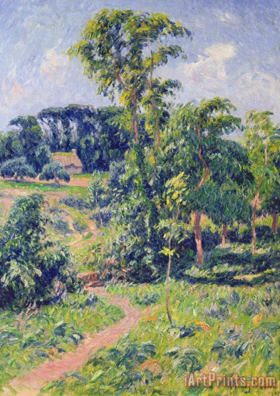 Landscape with trees and a path leading to a cottage painting - Henry Moret Landscape with trees and a path leading to a cottage Art Print