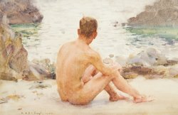 Henry Scott Tuke Charlie Seated on the Sand painting
