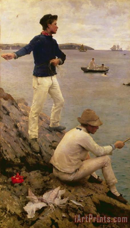 Fisher Boys Falmouth painting - Henry Scott Tuke Fisher Boys Falmouth Art Print