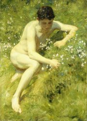 Henry Scott Tuke In the Meadow painting