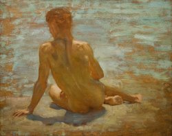 Henry Scott Tuke Sketch of Nude Youth Study for Morning Spelendour