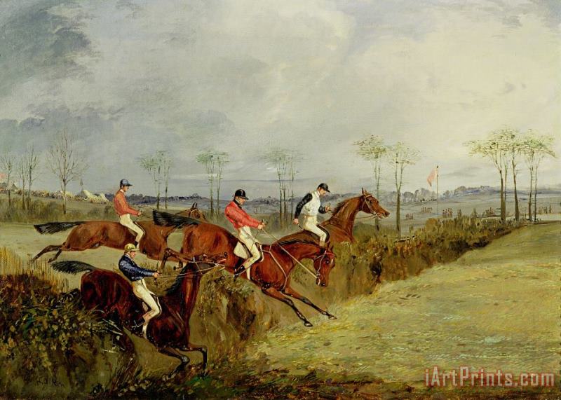 Henry Thomas Alken A Steeplechase - Taking a Hedge and Ditch Art Painting