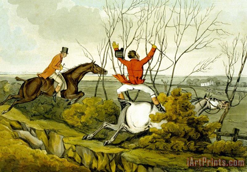 Henry Thomas Alken Plunging Through The Hedge From Qualified Horses And Unqualified Riders Art Print