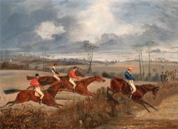 Henry Thomas Alken Scenes From a Steeplechase Taking a Hedge