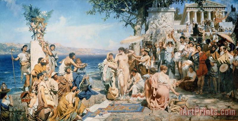 Phryne at the Festival of Poseidon in Eleusin painting - Henryk Siemieradzki Phryne at the Festival of Poseidon in Eleusin Art Print