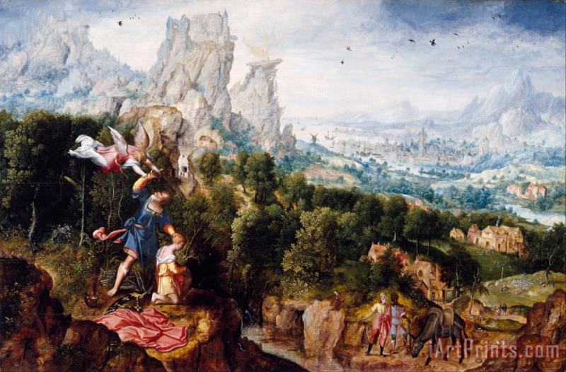 Herri Met De Bles Landscape with The Offering of Isaac Art Painting