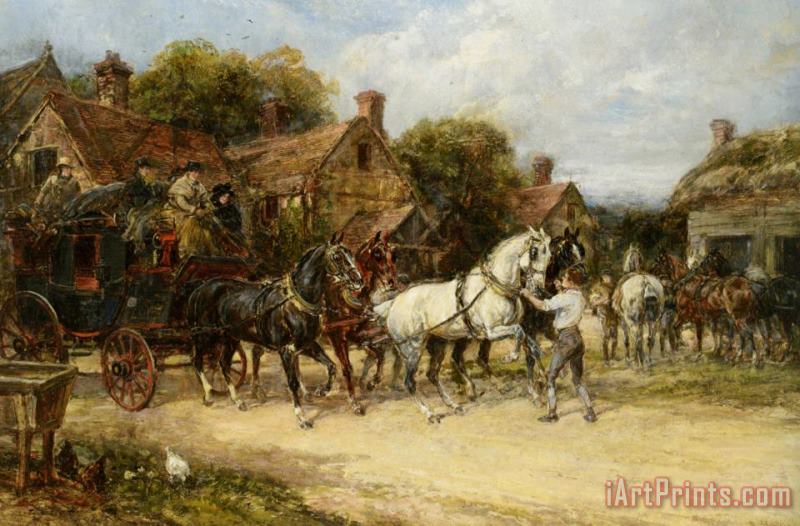 Heywood Hardy Changing Horses Art Painting