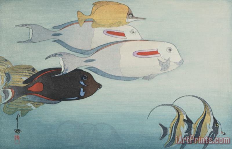 Hiroshi Yoshida Fishes of Honolulu (honoruru Suizokukan), From The American Series Art Painting