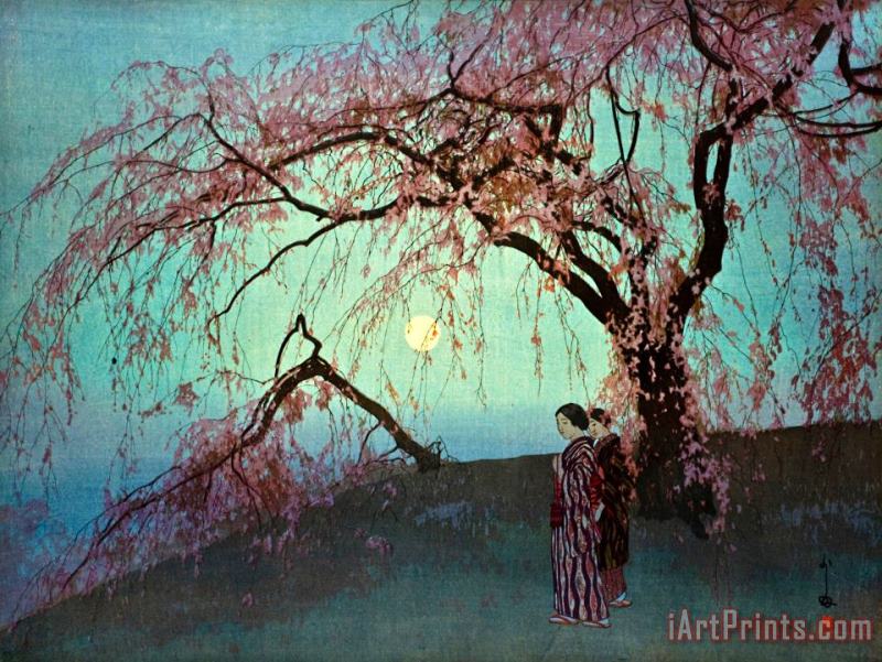 Hiroshi Yoshida Kumoi Zakura (kumoi Cherry Trees) Art Painting