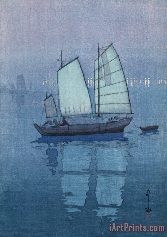 Sailing Boats, Night (hansen, Yoru), From The Inland Sea Series (seto Naikai Shu) painting - Hiroshi Yoshida Sailing Boats, Night (hansen, Yoru), From The Inland Sea Series (seto Naikai Shu) Art Print