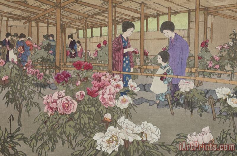 Hiroshi Yoshida Tokugawa Peony Garden (ochiai, Tokugawa Botan En), From The Series Twelve Views of Tokyo (tokyo Ju Ni Dai) Art Painting