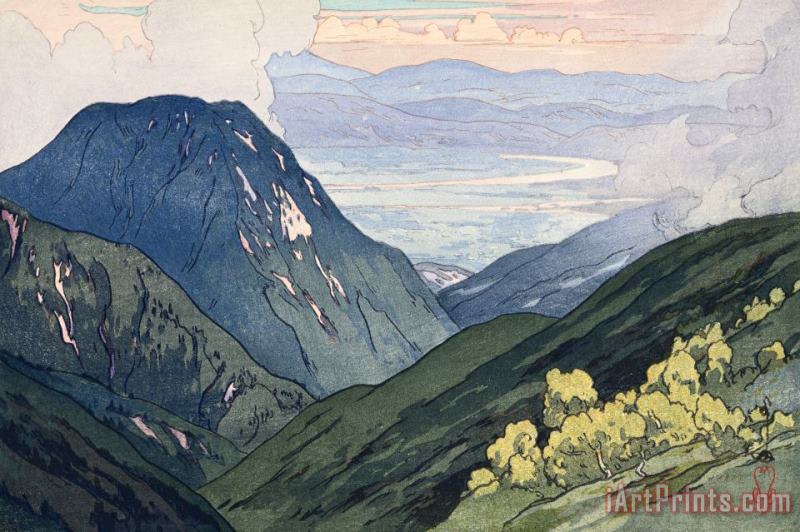 Hiroshi Yoshida View From Otenjo Mountain (otenjo Dake Yori), From The Series Japanese Alps, One of Twelve Subjects (nihon Arupusu Ju Ni Dai No Uchi) Art Print