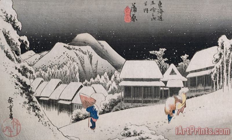 Night Snow painting - Hiroshige Night Snow Art Print