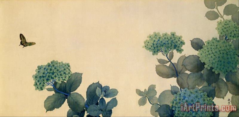 Hishida Shunso Hydrangeas Art Painting