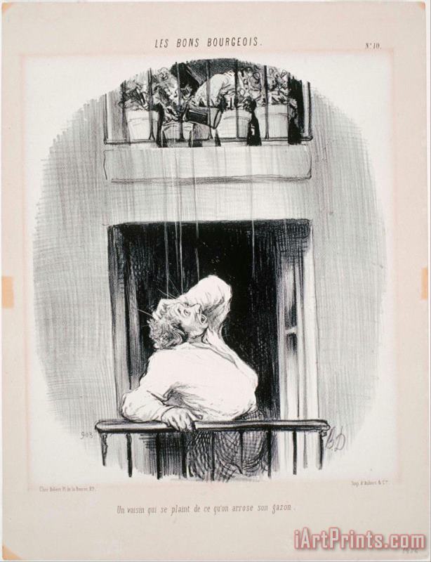 Honore Daumier Les Bons Bourgeois Un Voisin Qui Se Plaint De Ce Qu'on Arrose Art Print