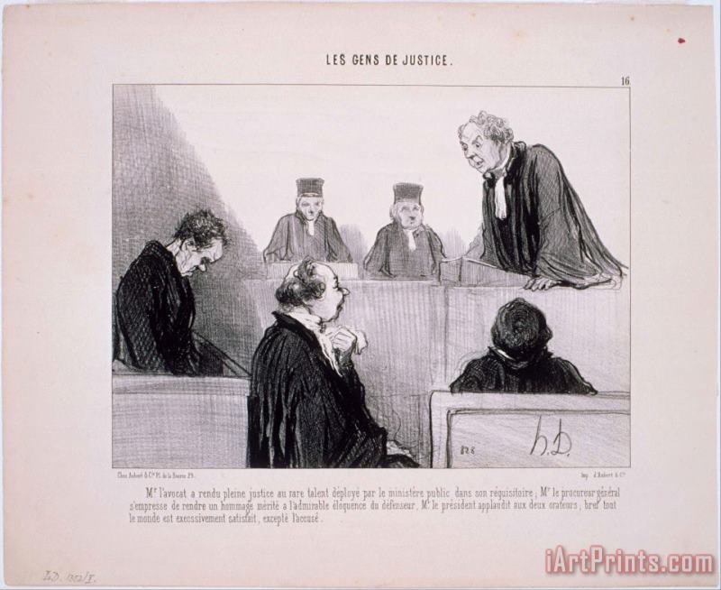 Les Gens De Justice M. L'avocat a Rendu Pleine Justice... painting - Honore Daumier Les Gens De Justice M. L'avocat a Rendu Pleine Justice... Art Print