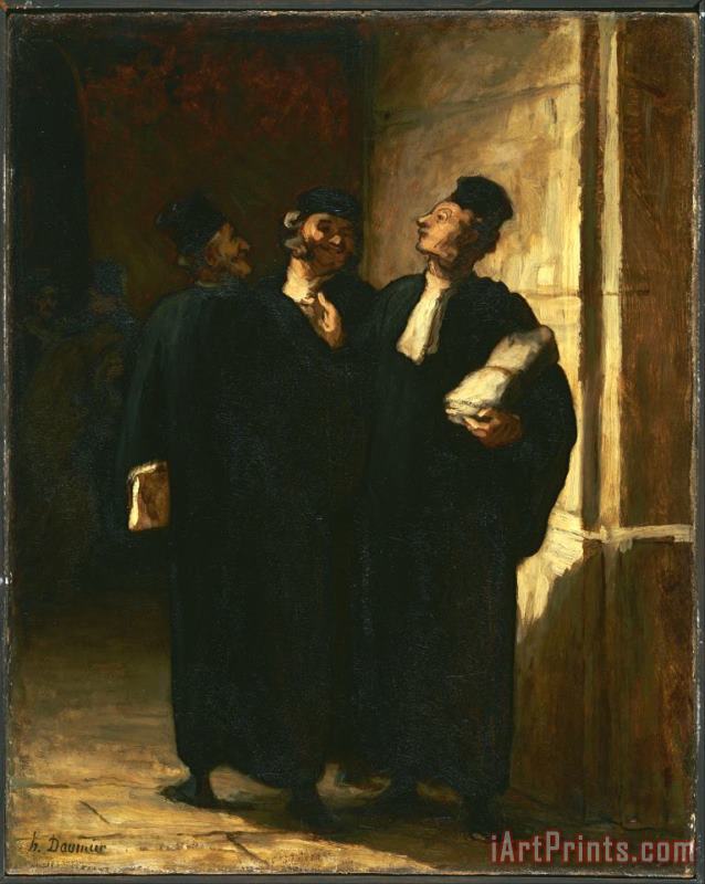 Three Lawyers painting - Honore Daumier Three Lawyers Art Print