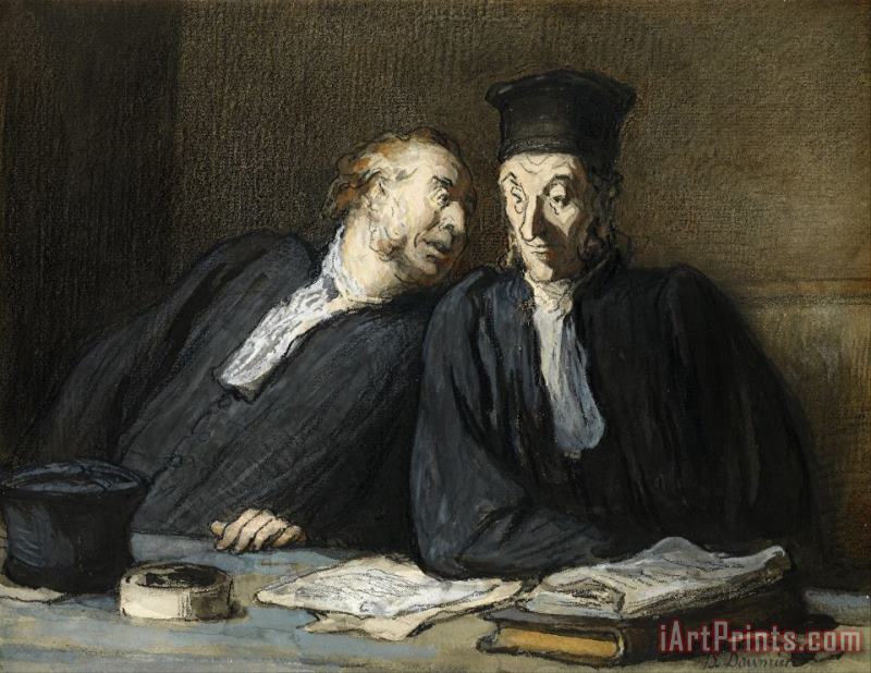 Honore Daumier Two Lawyers Conversing Art Painting