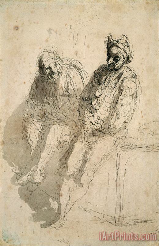 Honore Daumier Two Saltimbanques Art Print