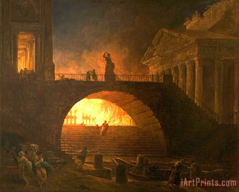 The Fire of Rome painting - Hubert Robert The Fire of Rome Art Print