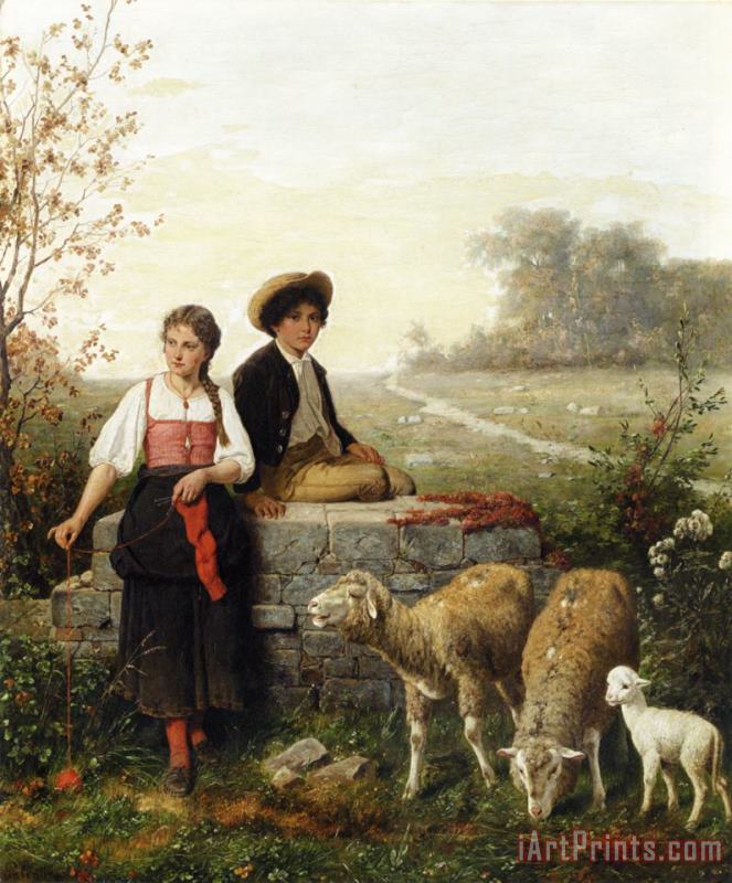 Hubert Salentin The Young Sheep Tenders Art Print