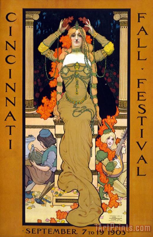 Hugo Grenville Cincinnati Fall Festival September 7 To 19 1903 Poster For The Festival Showing A Woman Seated Art Painting