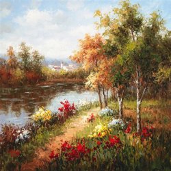 Hulsey Poppies And Stream painting
