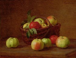 Ignace Henri Jean Fantin-Latour Apples in a Basket and on a Table