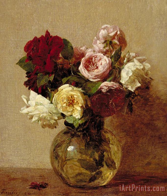 Roses painting - Ignace Henri Jean Fantin-Latour Roses Art Print