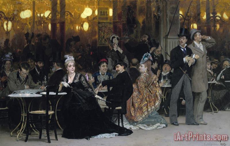 Ilya Efimovich Repin A Parisian Cafe Art Print
