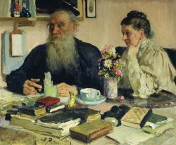 Ilya Efimovich Repin Leo Tolstoy With His Wife In Yasnaya Polyana painting