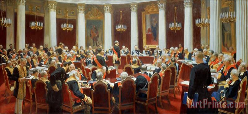Ilya Efimovich Repin The Ceremonial Sitting Of The State Council 7th May 1901 Art Print