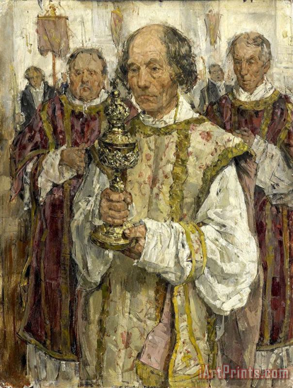Isaac Israels Procession in The Old Catholic Church in The Hague Art Painting